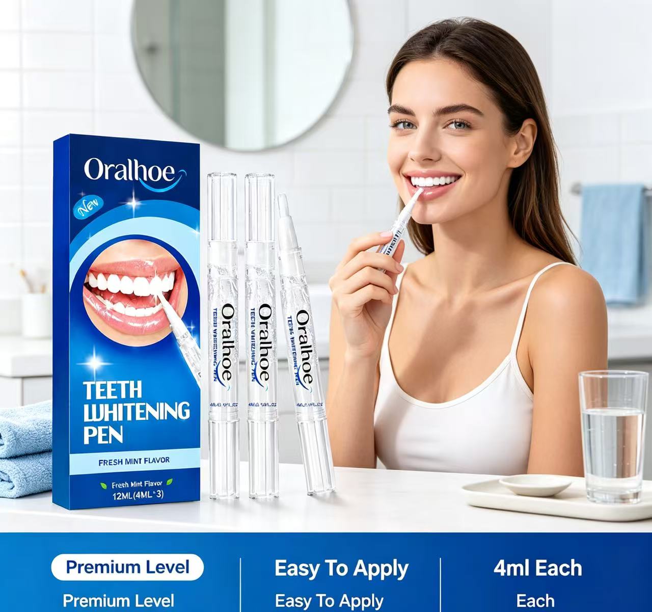 Teeth Whitening Pens - Caneta para clareamento dental Oralhoe, conjunto