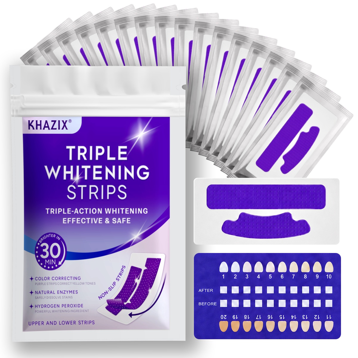Teeth Whitening Kit - 7 Peças de Tiras de Cuidado